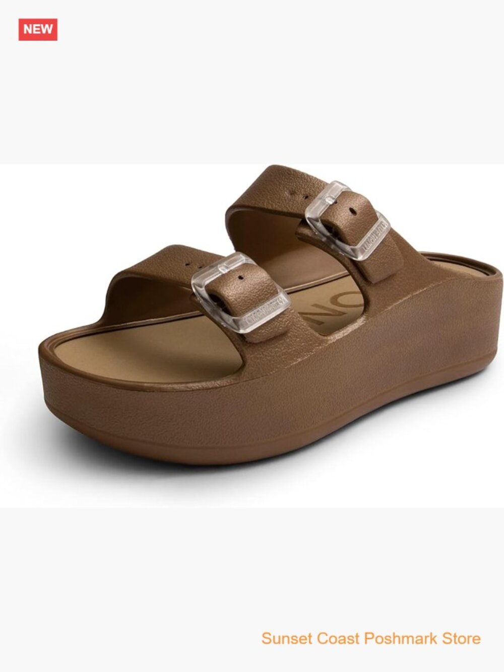 Women's Platform Sandals Double-Buckled Water-Friendly Wedge Slides Chunky